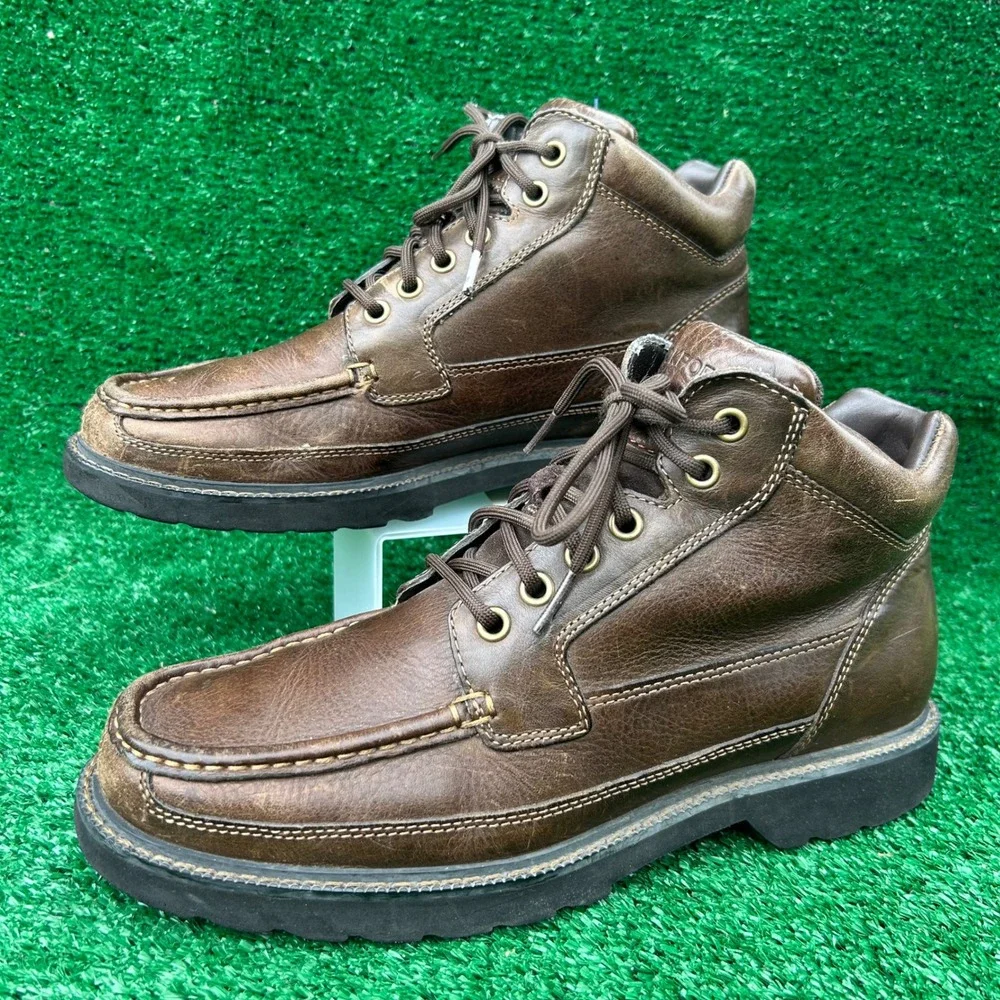 Rockport Mens K57280 Brown Leather Moc Toe Lace Up Ankle Boots Size 8M